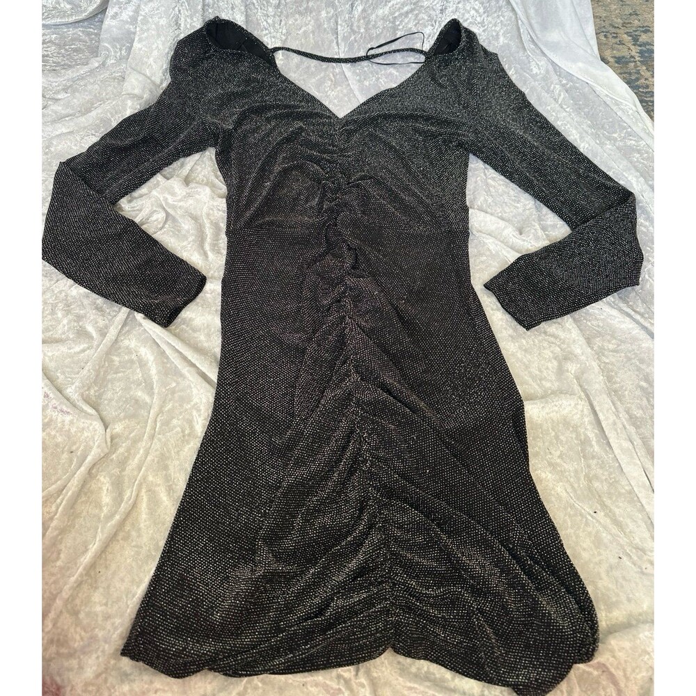 H&M long sleeve black and silver Dress L